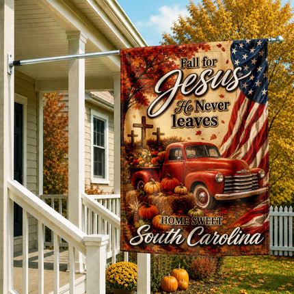 South Carolina Fall for Jesus Vintage Truck Autumn Flag