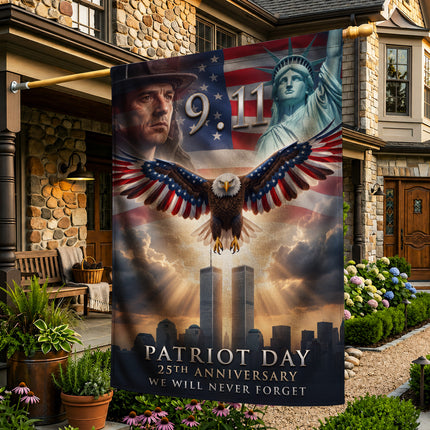 Patriot Day 25th Anniversary Liberty Eagle Firefighter 9 11 Memorial Flag
