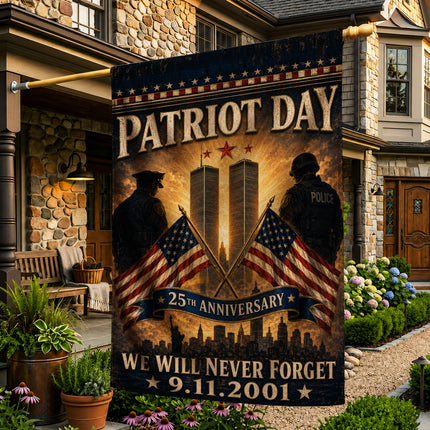 Patriot Day 25th Anniversary Crossed Flags Police Honor Guard Memorial Flag