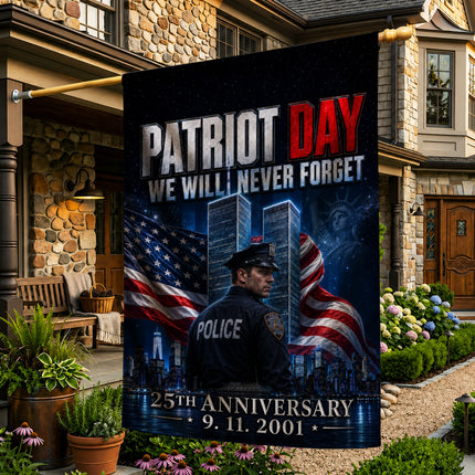 25th Anniversary Patriot Day Night Watch Police Twin Towers Memorial Flag