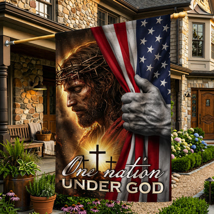 One Nation Under God Jesus American Flag Cross Flag