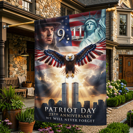 Patriot Day 25th Anniversary Liberty Eagle Firefighter 9 11 Memorial Flag