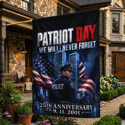 25th Anniversary Patriot Day Night Watch Police Twin Towers Memorial Flag