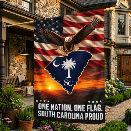 South Carolina Proud Bald Eagle American Patriotic Flag