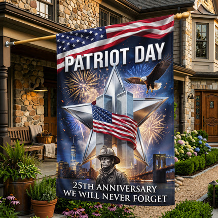 Firefighter Star Twin Towers Patriot Day 25th Anniversary Flag