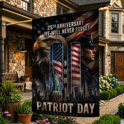 25th Anniversary Patriot Day Liberty Police Eagle Twin Towers Tribute Flag