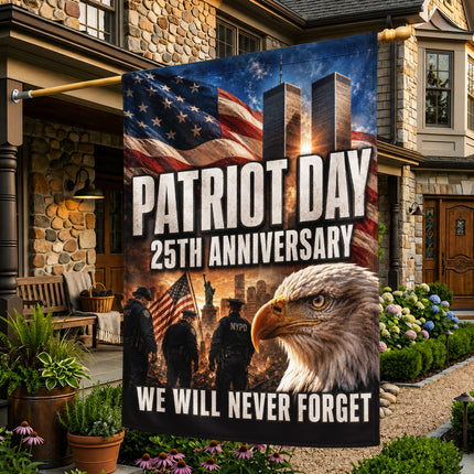 Patriot Day 25th Anniversary Police Eagle Twin Towers Memorial Flag