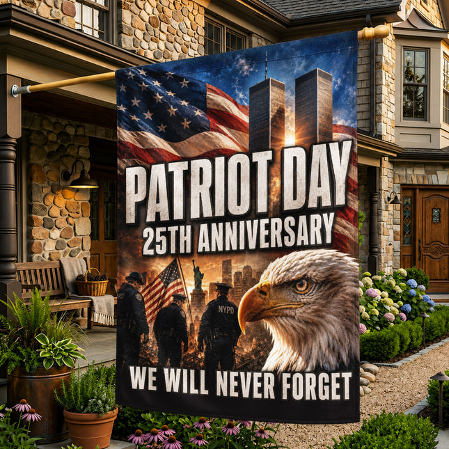 Patriot Day 25th Anniversary Police Eagle Twin Towers Memorial Flag