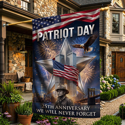 Firefighter Star Twin Towers Patriot Day 25th Anniversary Flag