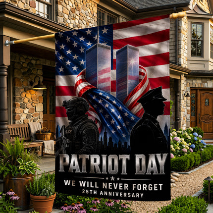 Patriot Day 25th Anniversary Thin Blue Line Police Twin Towers Memorial Flag