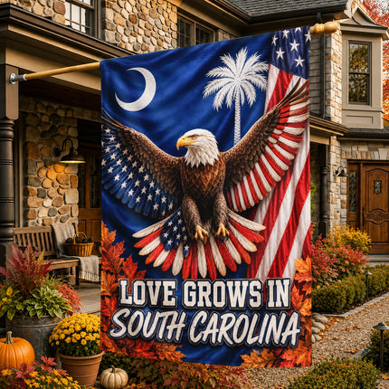 South Carolina Patriotic Eagle Autumn Pride Flag