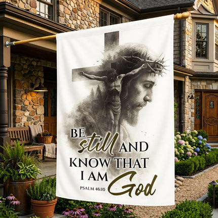Psalm 46:10 Christian Flag Be Still And Know That I Am God Jesus Cross