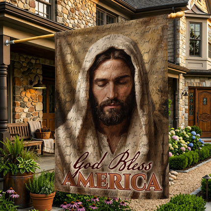SP-01 Jesus American Flag God Bless America Christian Garden Flag Fourth of July