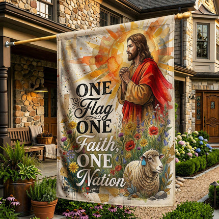 One Flag One Faith One Nation God Inspired Jesus Lamb Flag
