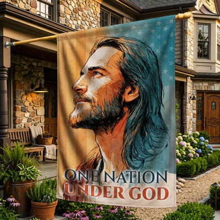 SP-01 Christian Art Flag One Nation Under God Prayer and Devotion