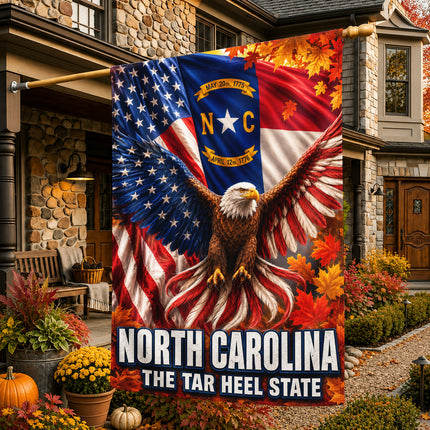 North Carolina Fall Patriotic Eagle Tar Heel State Flag