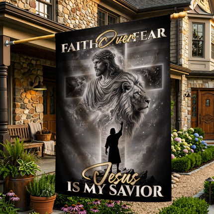 SP-01 Religious Yard Decor Flag Faith Over Fear Jesus Is My Savior Memorial Day