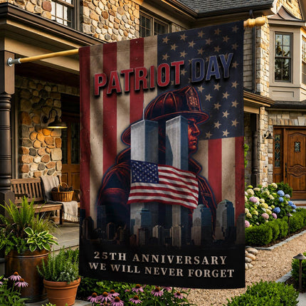 Patriot Day 25th Anniversary Firefighter Twin Towers Tribute Flag