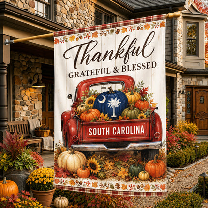 South Carolina Thankful Harvest Truck Fall Flag