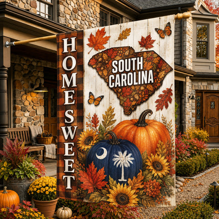 South Carolina Home Sweet Autumn Pumpkin Harvest Flag