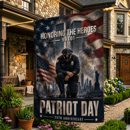 Patriot Day 25th Anniversary Kneeling Police Ground Zero Tribute Flag