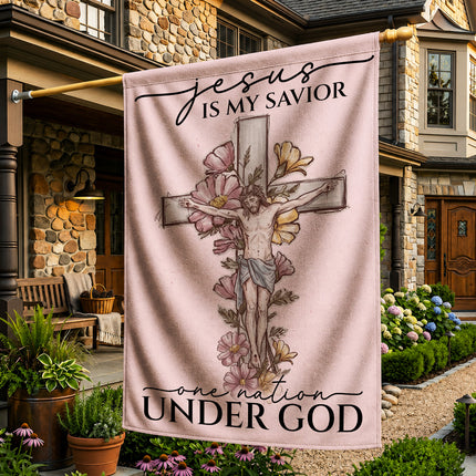 SP-01 Jesus Christ Flag Faith and Courage One Nation Under God Family Gatherings