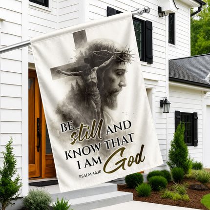 Psalm 46:10 Christian Flag Be Still And Know That I Am God Jesus Cross