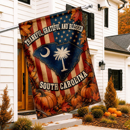 South Carolina Thankful Grateful Blessed Autumn Harvest Flag