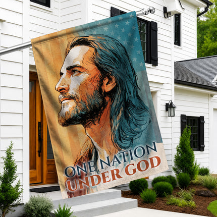 SP-01 Christian Art Flag One Nation Under God Prayer and Devotion