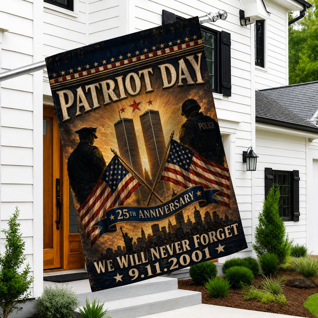 Patriot Day 25th Anniversary Crossed Flags Police Honor Guard Memorial Flag