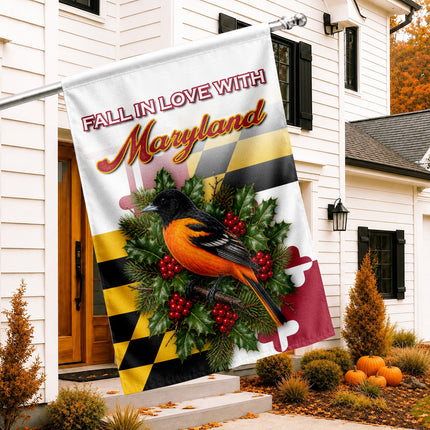 Maryland Fall Flag Fall in Love Oriole State Garden Decor