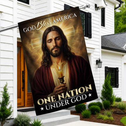 SP-01 Christian Patriotic Flag God Bless America One Nation Under God Memorial Day