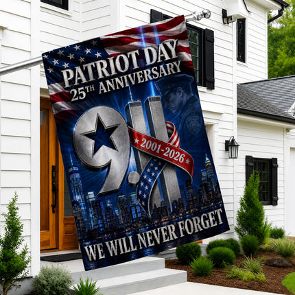 Patriot Day 25th Anniversary 2001 2026 Police Star Twin Towers Flag
