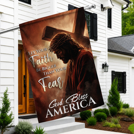 SP-01 Cross Garden Flag Let Your Faith Be Bigger Than Your Fear God Bless America Passion Week
