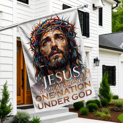 SP-01 One Nation Under God Jesus Is My Savior Christian Garden Flag Family Gatherings