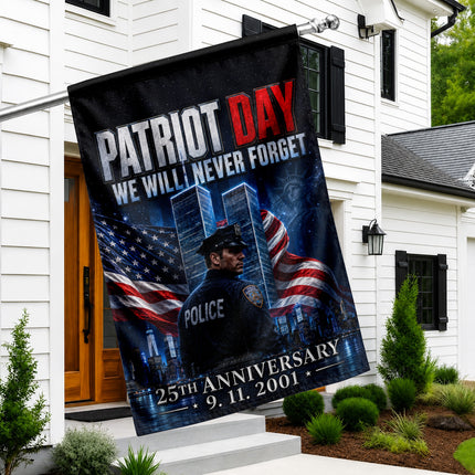 25th Anniversary Patriot Day Night Watch Police Twin Towers Memorial Flag