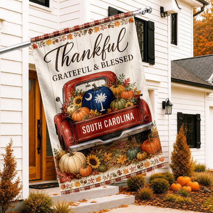 South Carolina Thankful Harvest Truck Fall Flag