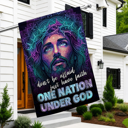 SP-01 God and Country One Nation Under God Jesus Garden Flag Faith-Based Events