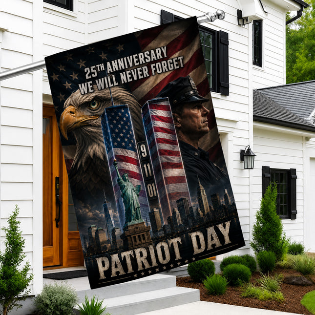 25th Anniversary Patriot Day Liberty Police Eagle Twin Towers Tribute Flag