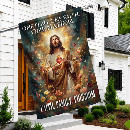 One Flag One Faith One Nation Faith Family Freedom Jesus Sacred Heart Flag