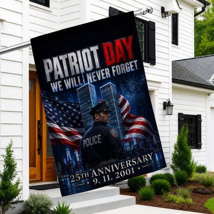 25th Anniversary Patriot Day Night Watch Police Twin Towers Memorial Flag