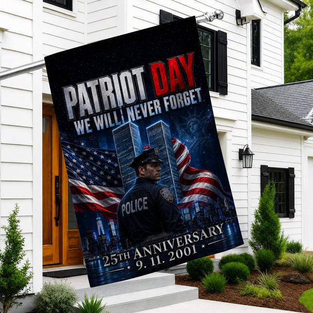 25th Anniversary Patriot Day Night Watch Police Twin Towers Memorial Flag