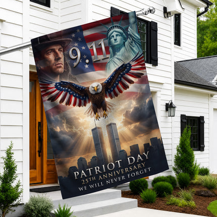 Patriot Day 25th Anniversary Liberty Eagle Firefighter 9 11 Memorial Flag