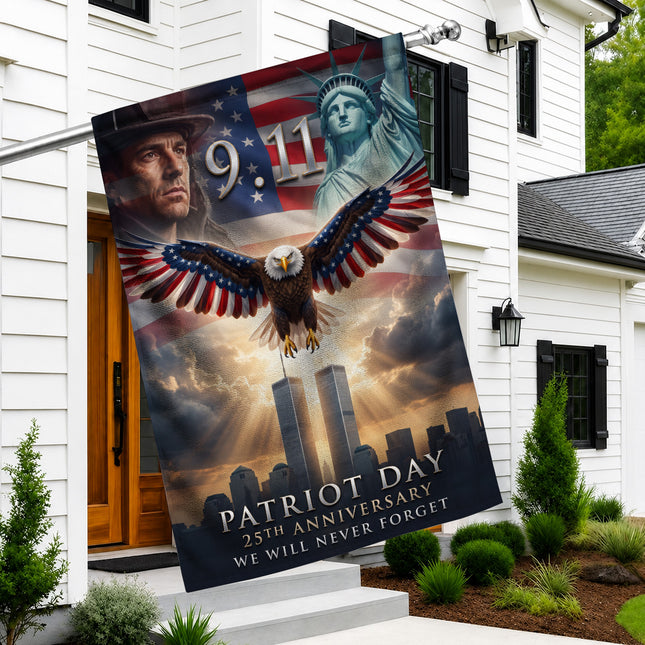 Patriot Day 25th Anniversary Liberty Eagle Firefighter 9 11 Memorial Flag