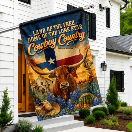Texas Flag Cowboy Country Longhorn Lone Star Western Flag