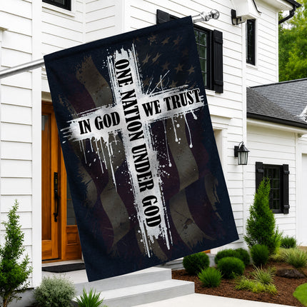 SP-01 In God We Trust One Nation Under God Christian Cross Garden Flag Memorial Day
