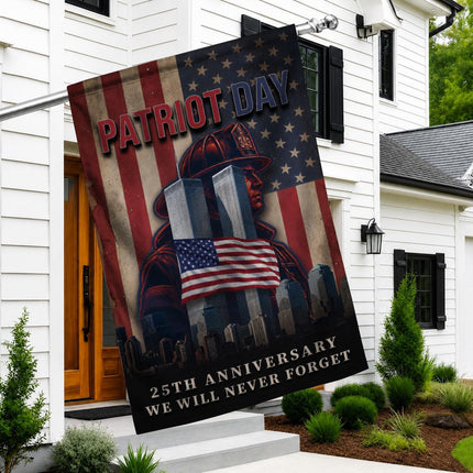 Patriot Day 25th Anniversary Firefighter Twin Towers Tribute Flag