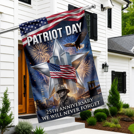 Firefighter Star Twin Towers Patriot Day 25th Anniversary Flag