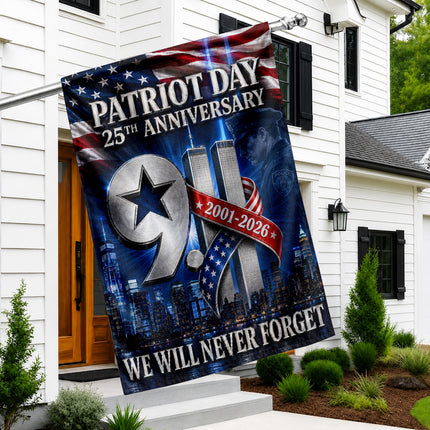 Patriot Day 25th Anniversary 2001 2026 Police Star Twin Towers Flag