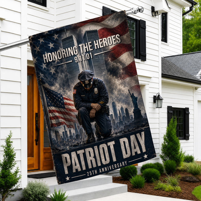 Patriot Day 25th Anniversary Kneeling Police Ground Zero Tribute Flag